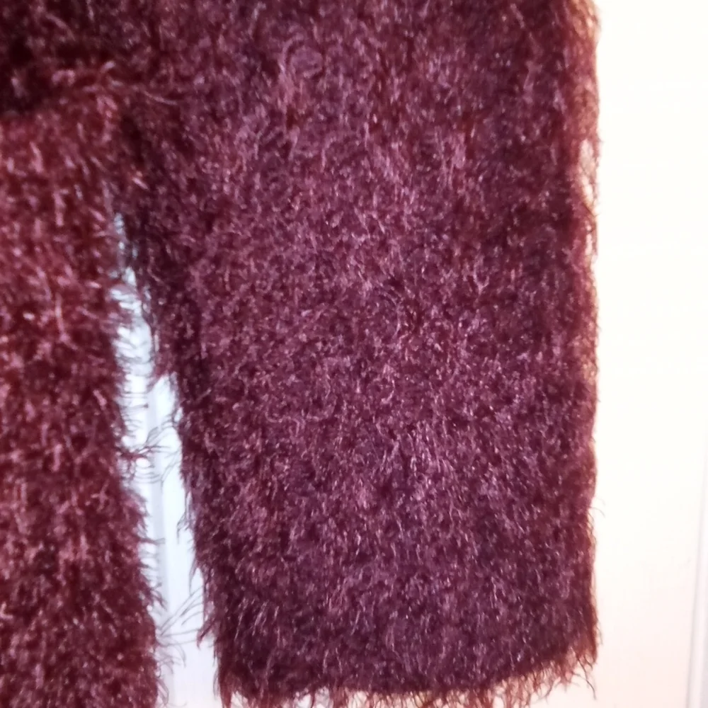 Maurices Y2K Style Plush Open Front Burgundy Lightweight Jacket Size Small - Picture 2 of 4
